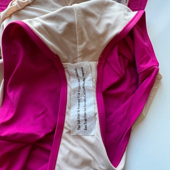 Pink One-Shoulder Swimsuit With Ruffle Detail Padded Lining Size L (12-14) - Picture 3 of 7